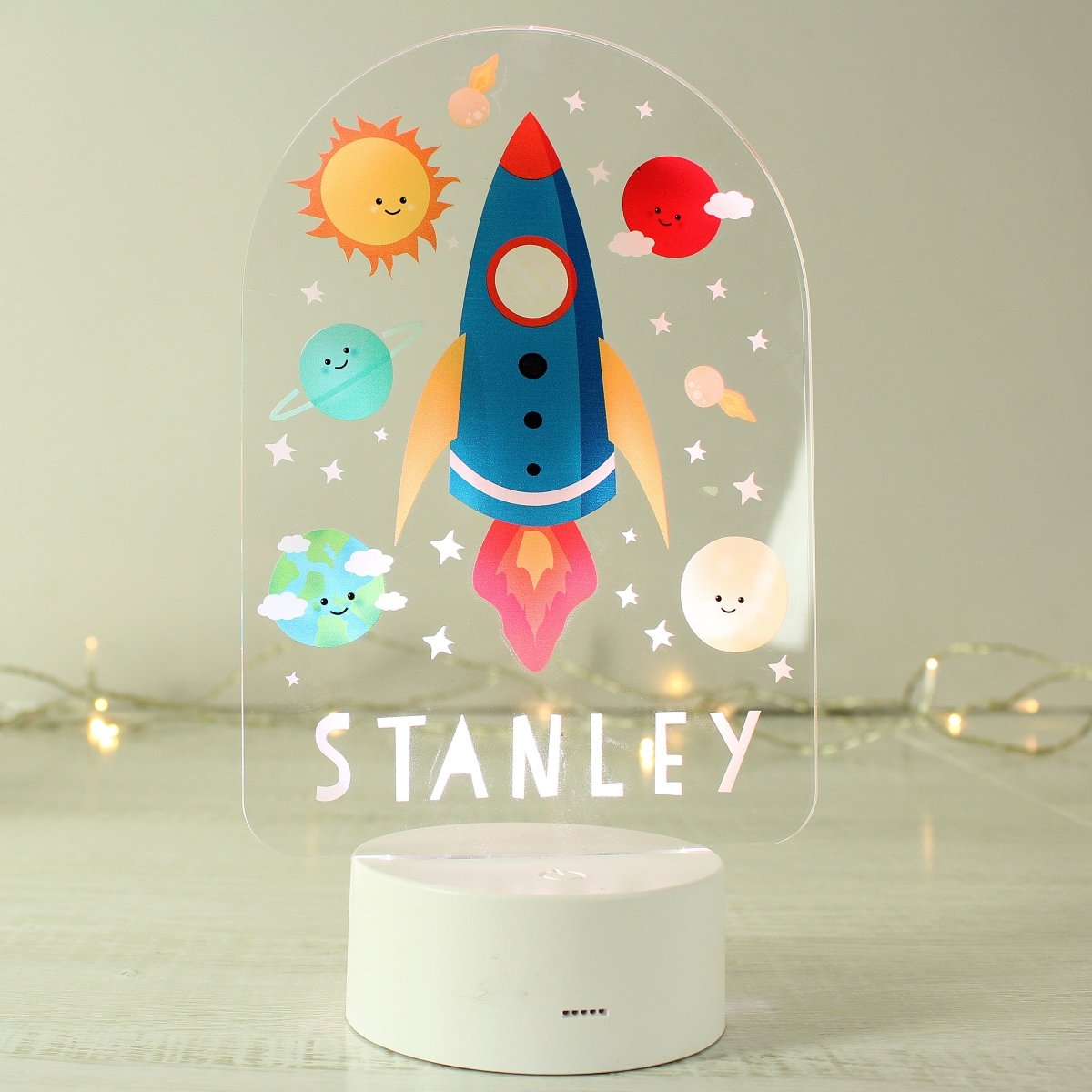 Personalised Space Rocket LED Colour Changing Night Light - I Want That Present