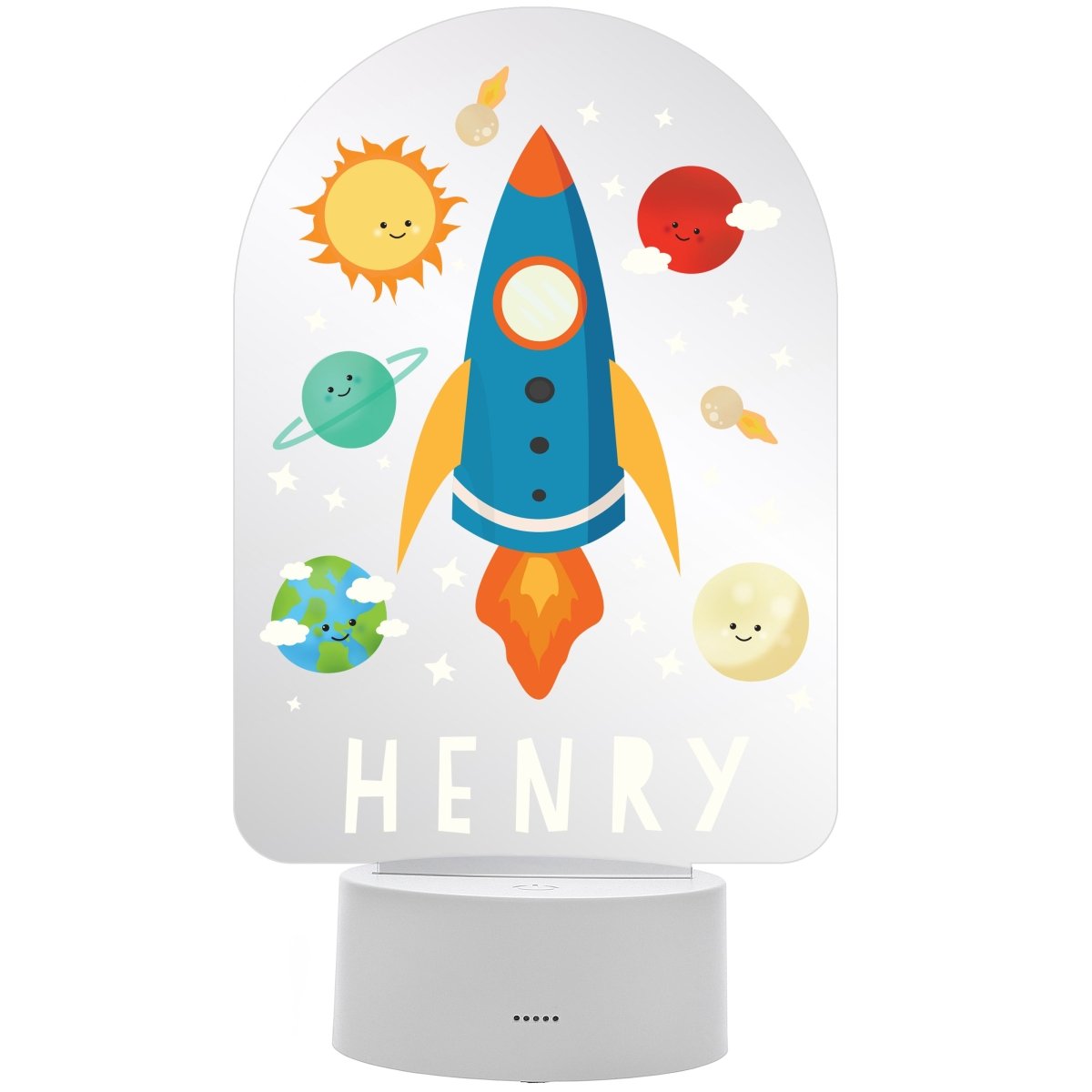 Personalised Space Rocket LED Colour Changing Night Light - I Want That Present