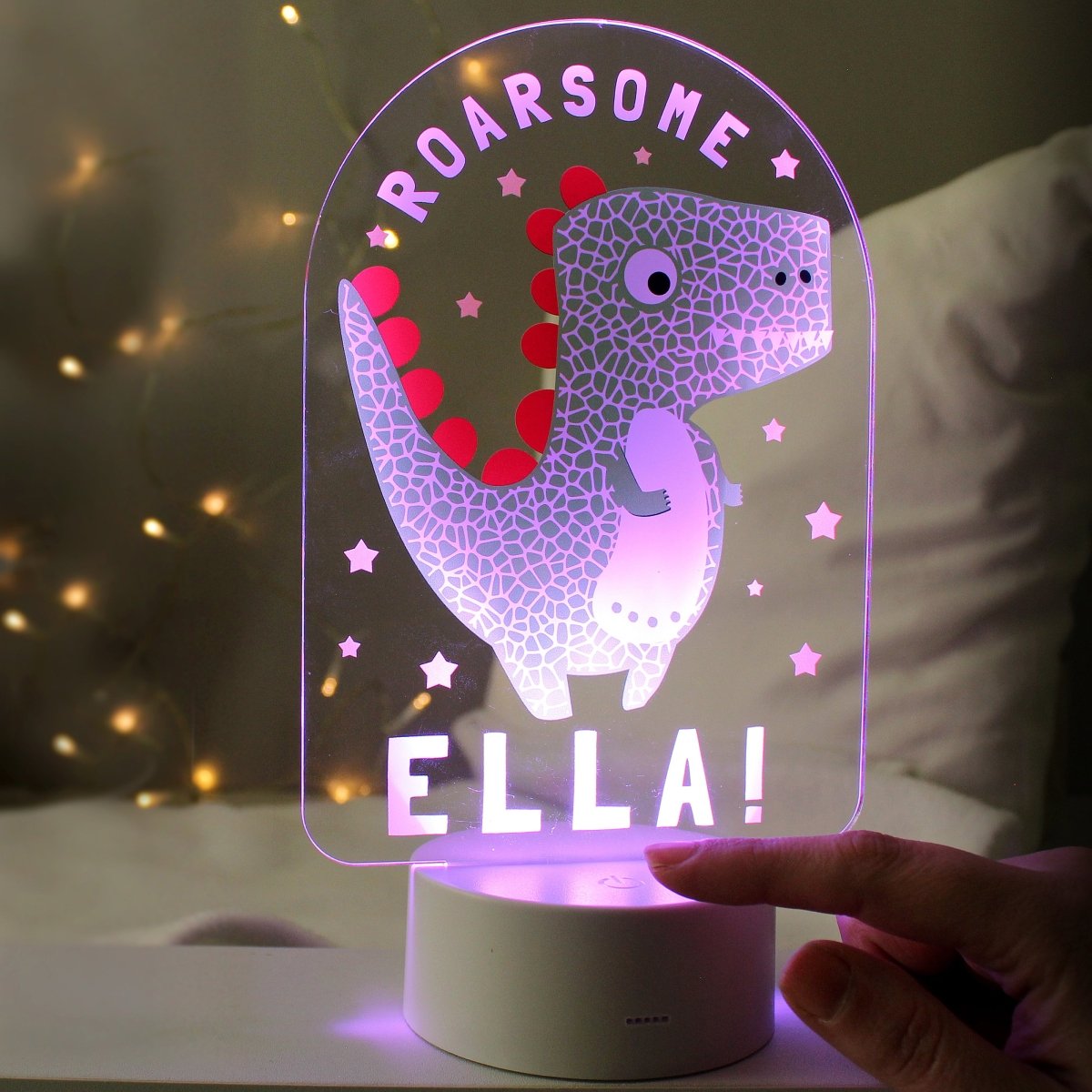 Personalised Roarsome Dinosaur LED Colour Changing Night Light - I Want That Present