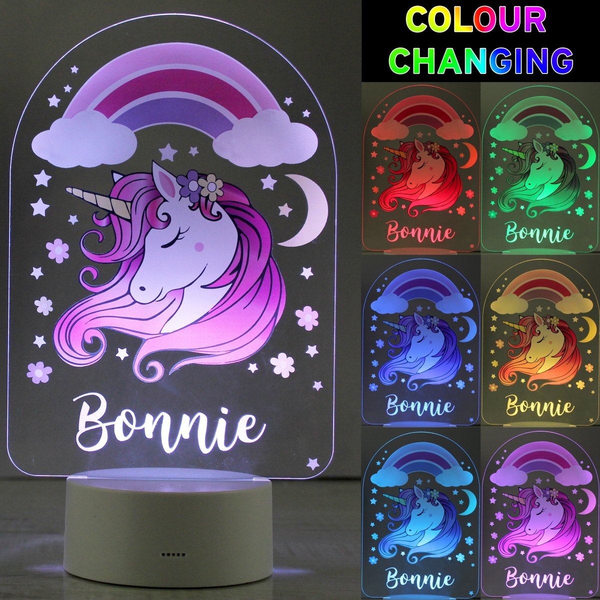 Personalised Pink Unicorn LED Colour Changing Night Light - I Want That Present