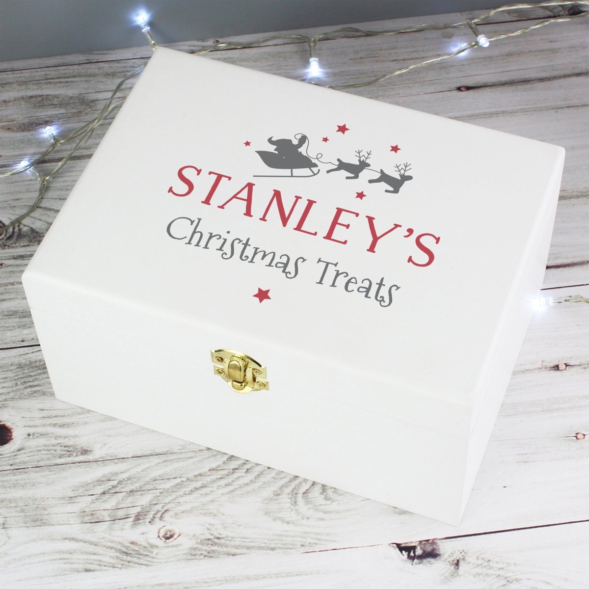 White Personalised Wooden Christmas Eve Box - I Want That Present