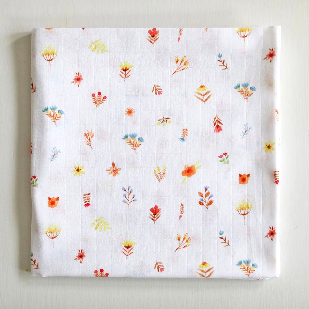 The Fox in the Attic - Muslin Swaddle Blanket - Little Flowers - I Want That Present