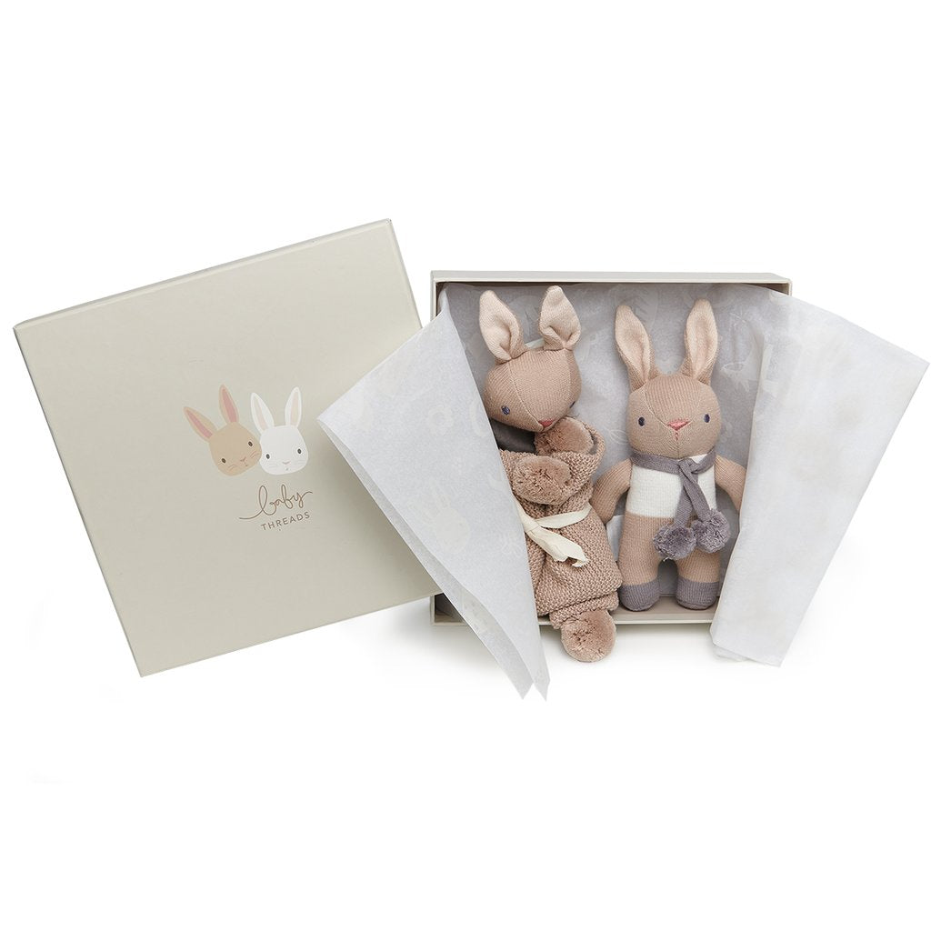 Threadbear Designs Baby Threads Taupe Bunny Gift Set