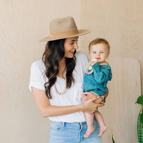 Chewable Charm Silicon Bead and Wooden Teething Toy - Creamsicle - I Want That Present