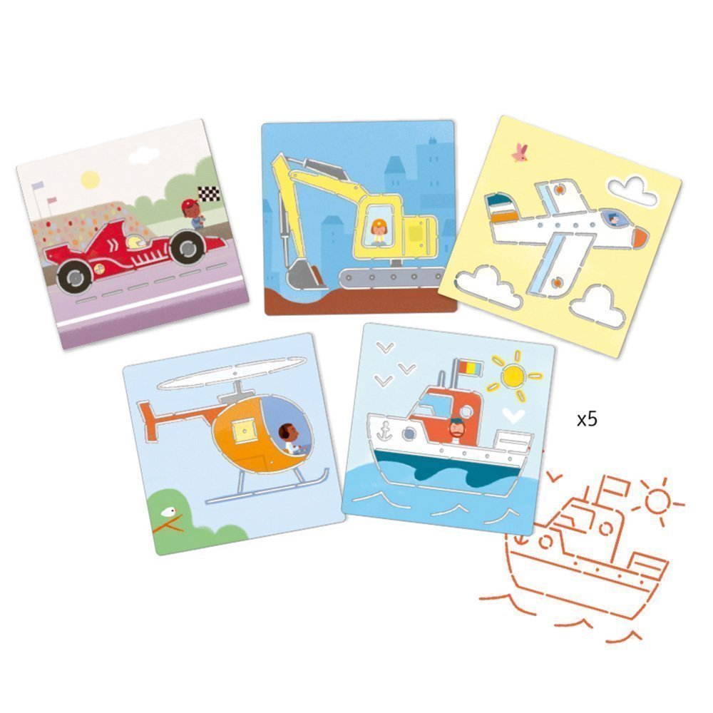 Djeco Tranports & co Stencil - I Want That Present