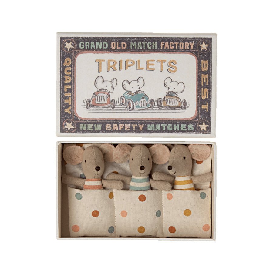 Maileg Baby Mice Triplets in Matchbox - I Want That Present