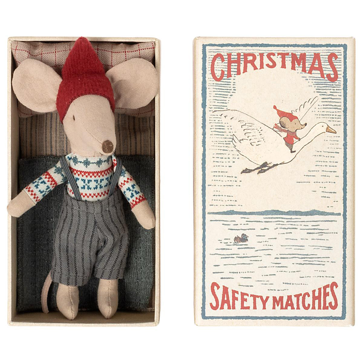 Maileg Christmas Mouse, Big Brother & Handmade Miniature Sign - RARE & RETIRED