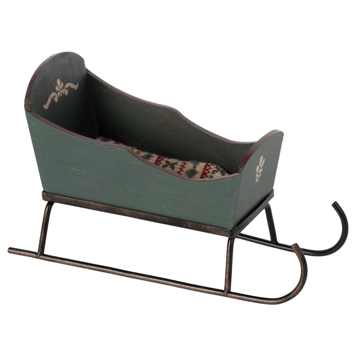 Maileg Mouse Sleigh - Green - I Want That Present