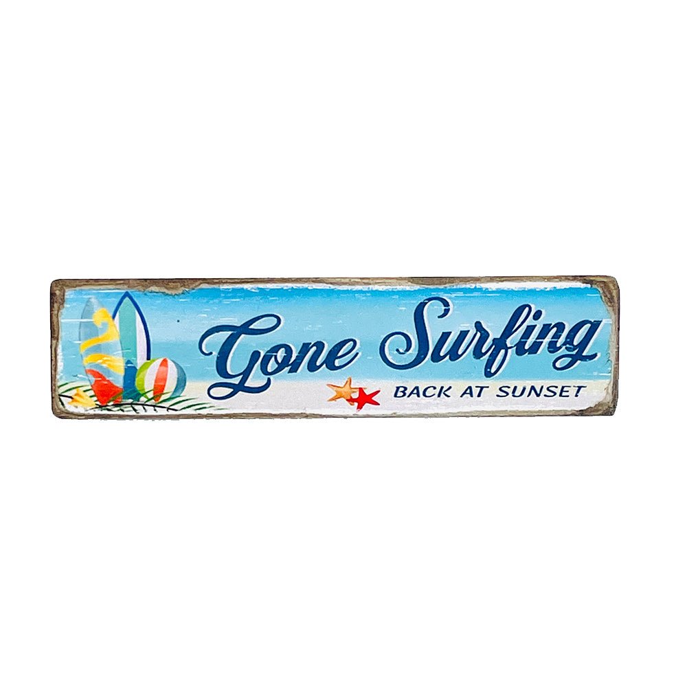 Miniature 'Gone Surfing' Wooden Sign - I Want That Present