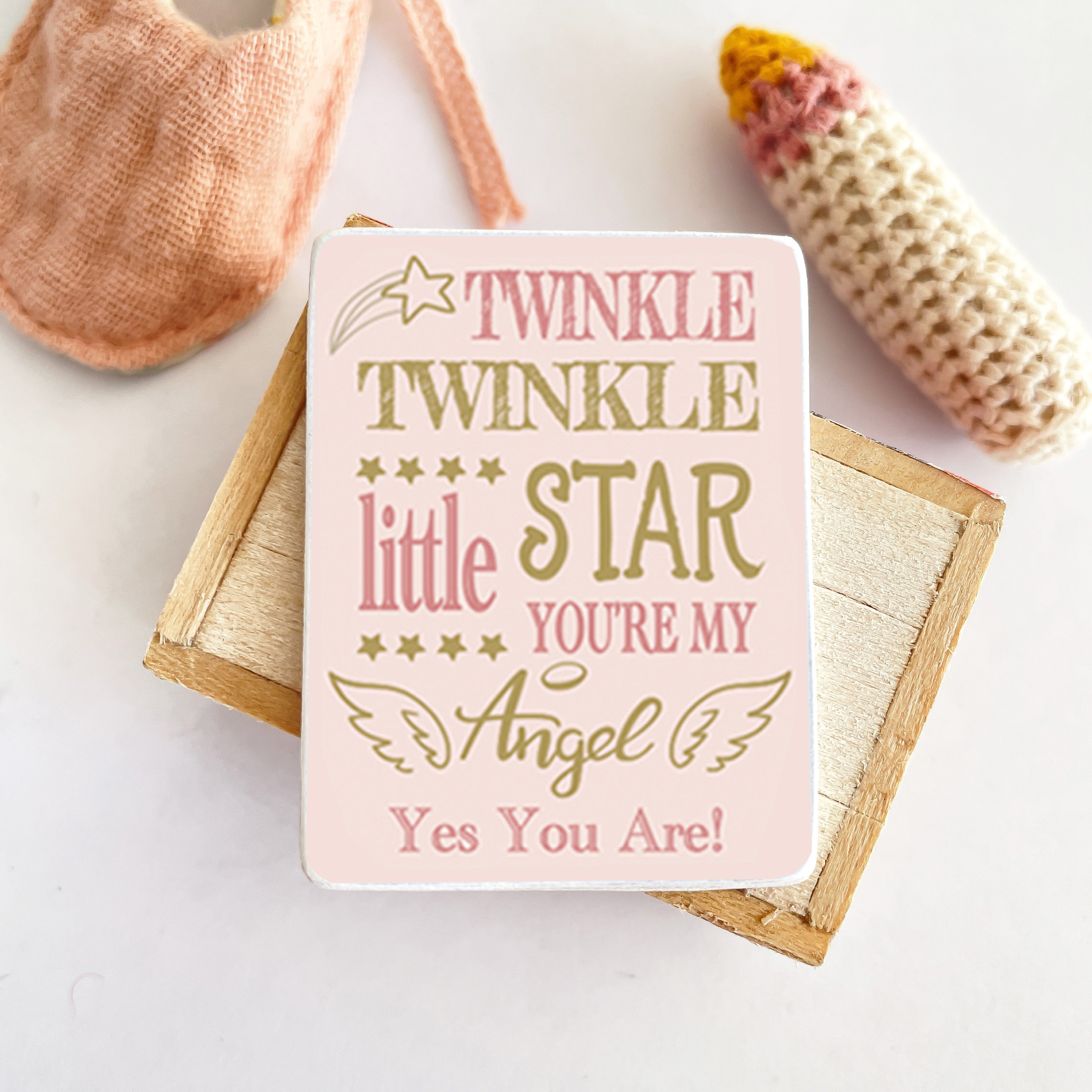 Miniature Dolls House Sign, Twinkle Twinkle Little Star - Pink & Gold