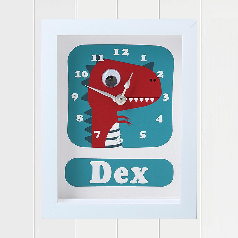 Stripey Cats Dino Dex Personalised Clock