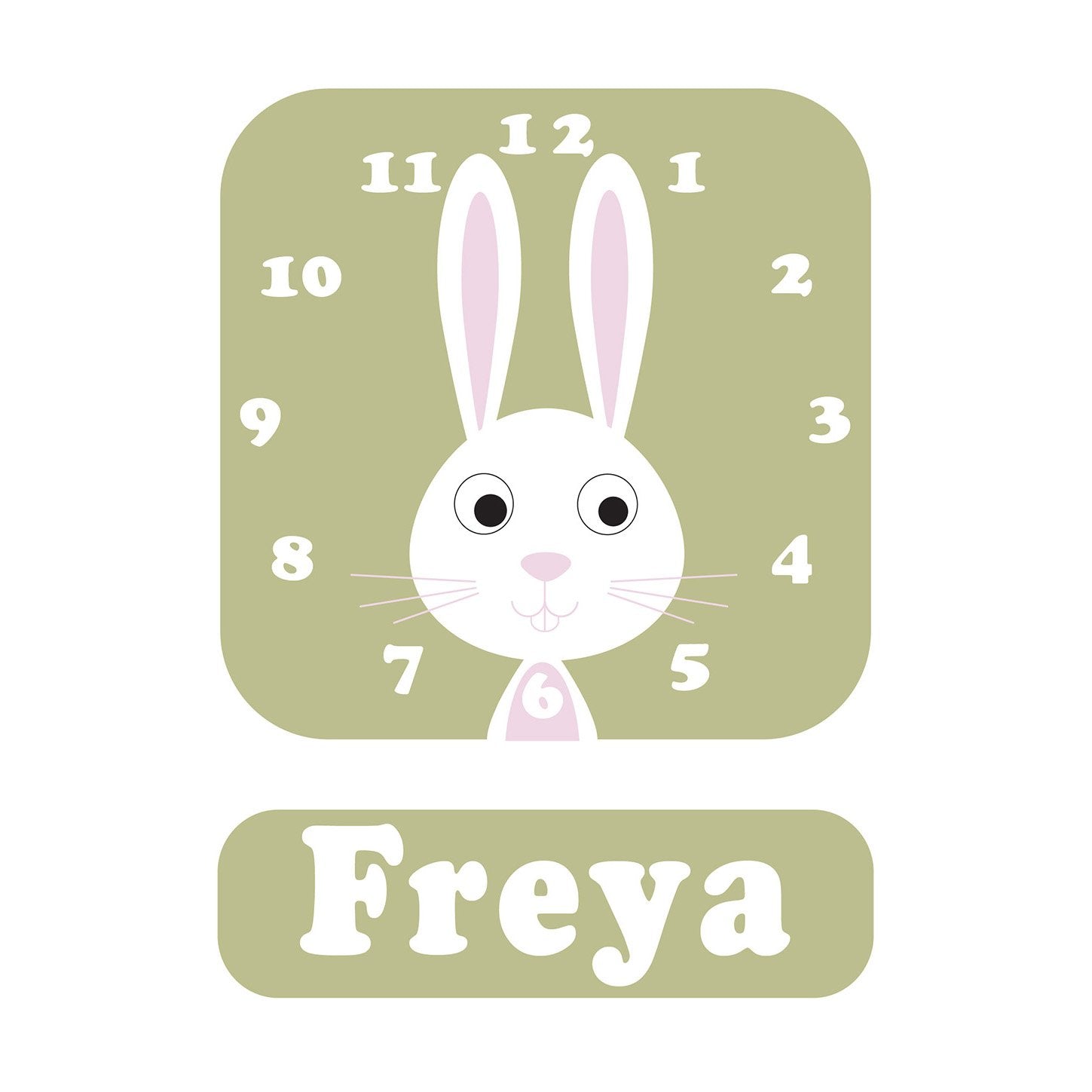 Stripey Cats Ridley Rabbit Personalised Clock
