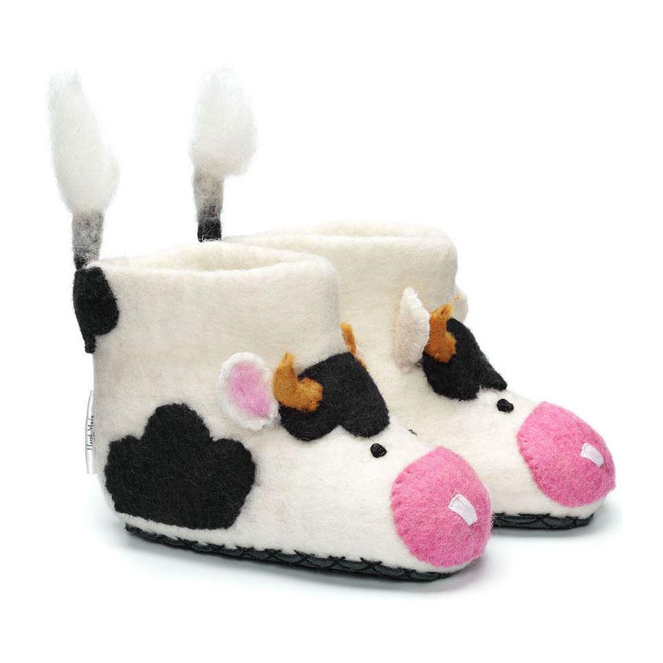 Handmade Felt Slippers Cow - Main Image