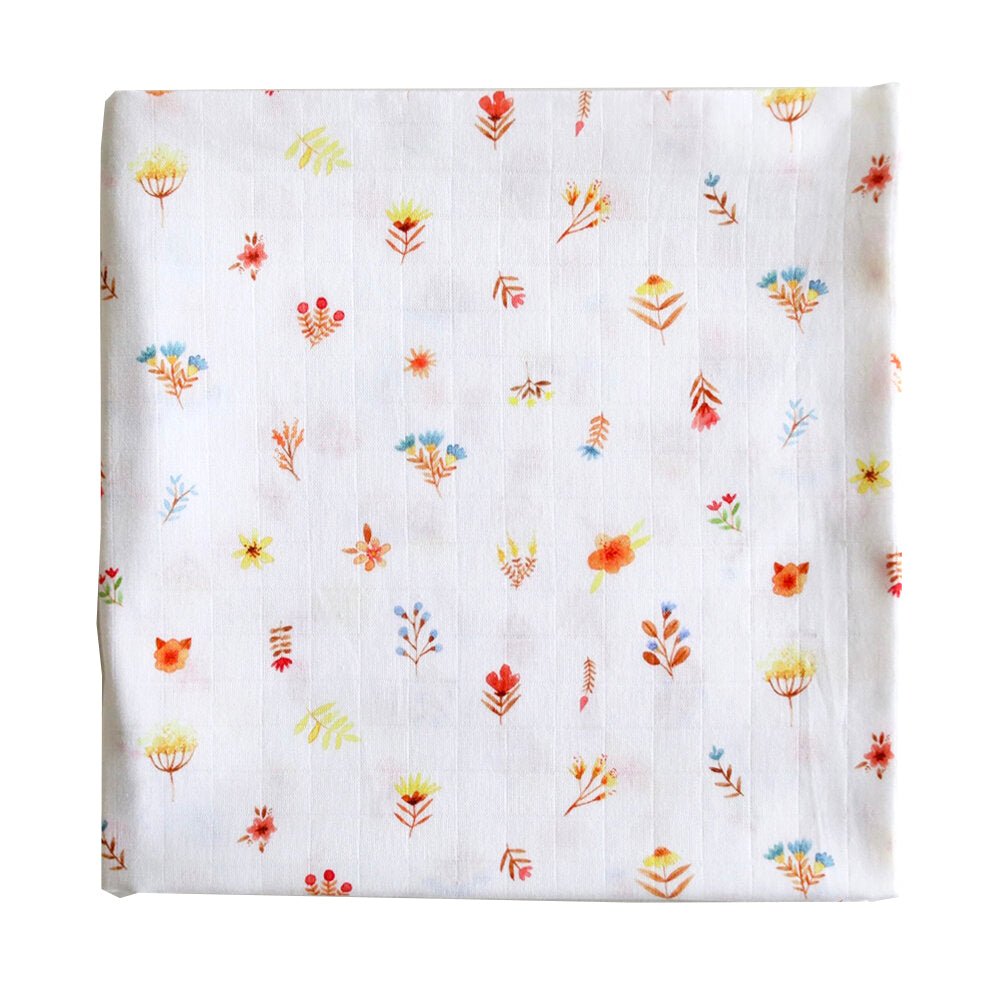 The Fox in the Attic - Muslin Swaddle Blanket - Little Flowers - I Want That Present