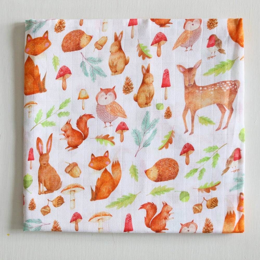 The Fox in the Attic - Muslin Swaddle Blanket - Woodland