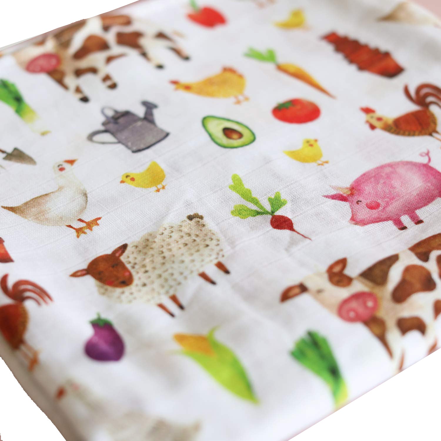 The Fox in the Attic - Muslin Swaddle Blanket - Farmyard