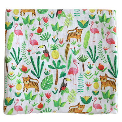 The Fox in the Attic - Muslin Swaddle Blanket - Tropical