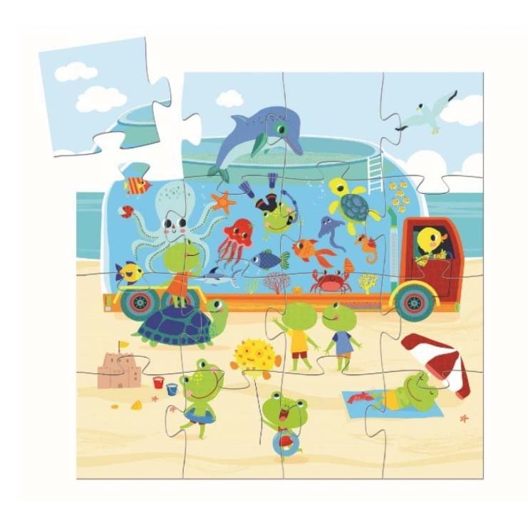 Djeco Silhouette Puzzle - The Aquarium (16pc) - I Want That Present