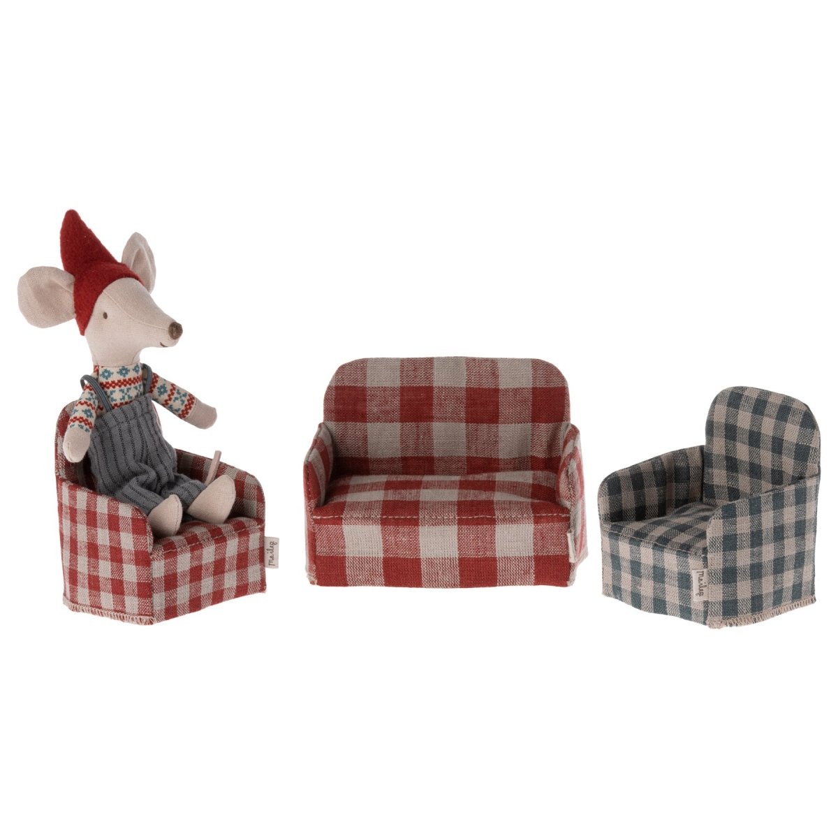Maileg Mouse Chair - Green Check - I Want That Present