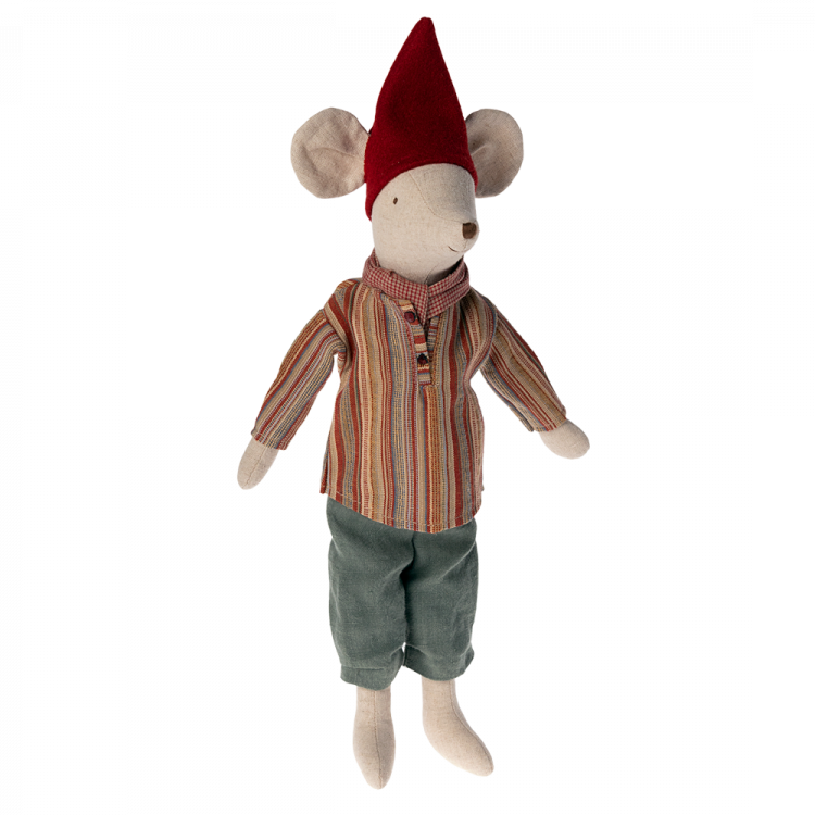 Maileg Medium Boy Mouse with Red Stripey Top new