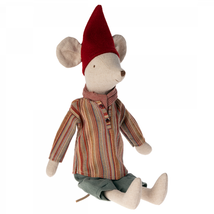 Maileg Medium Boy Mouse with Red Stripey Top new