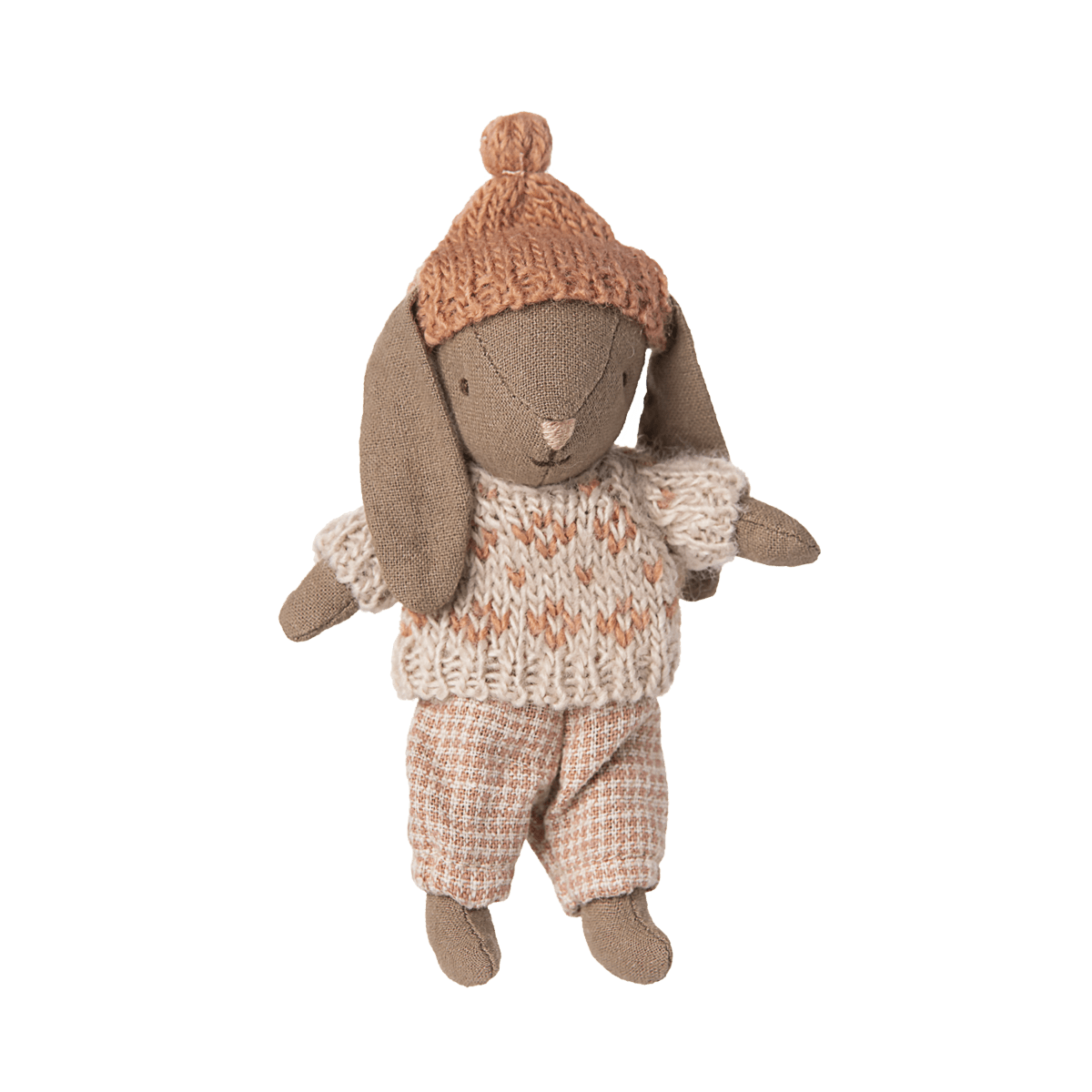Maileg Winter Bunny, Micro - Brown - Rose - I Want That Present
