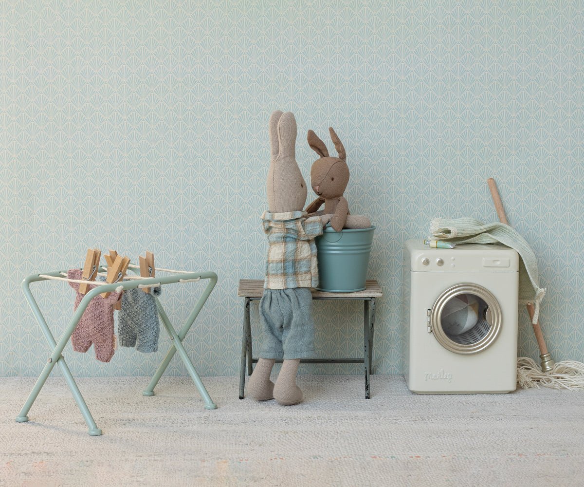 Maileg Rabbit, Micro - Brown - Blue - I Want That Present