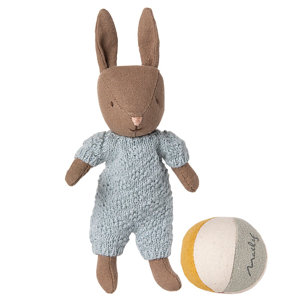 Maileg Rabbit Set, Micro - Brown - Blue - I Want That Present