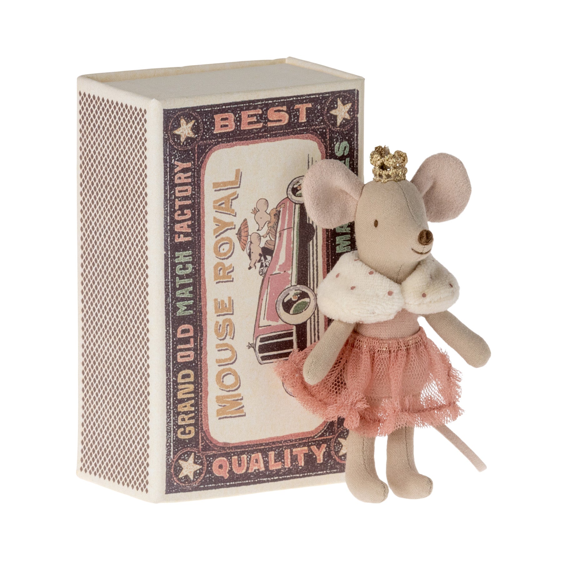Maileg Little Sister Princess Mouse in a Matchbox - Royal Family