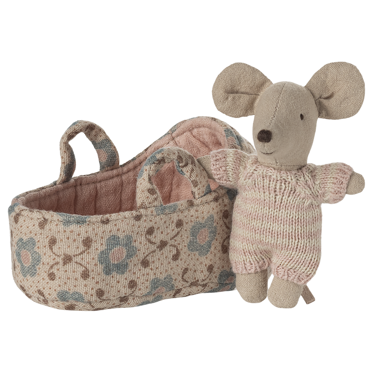Baby Mouse in Carry Cot - Rose
