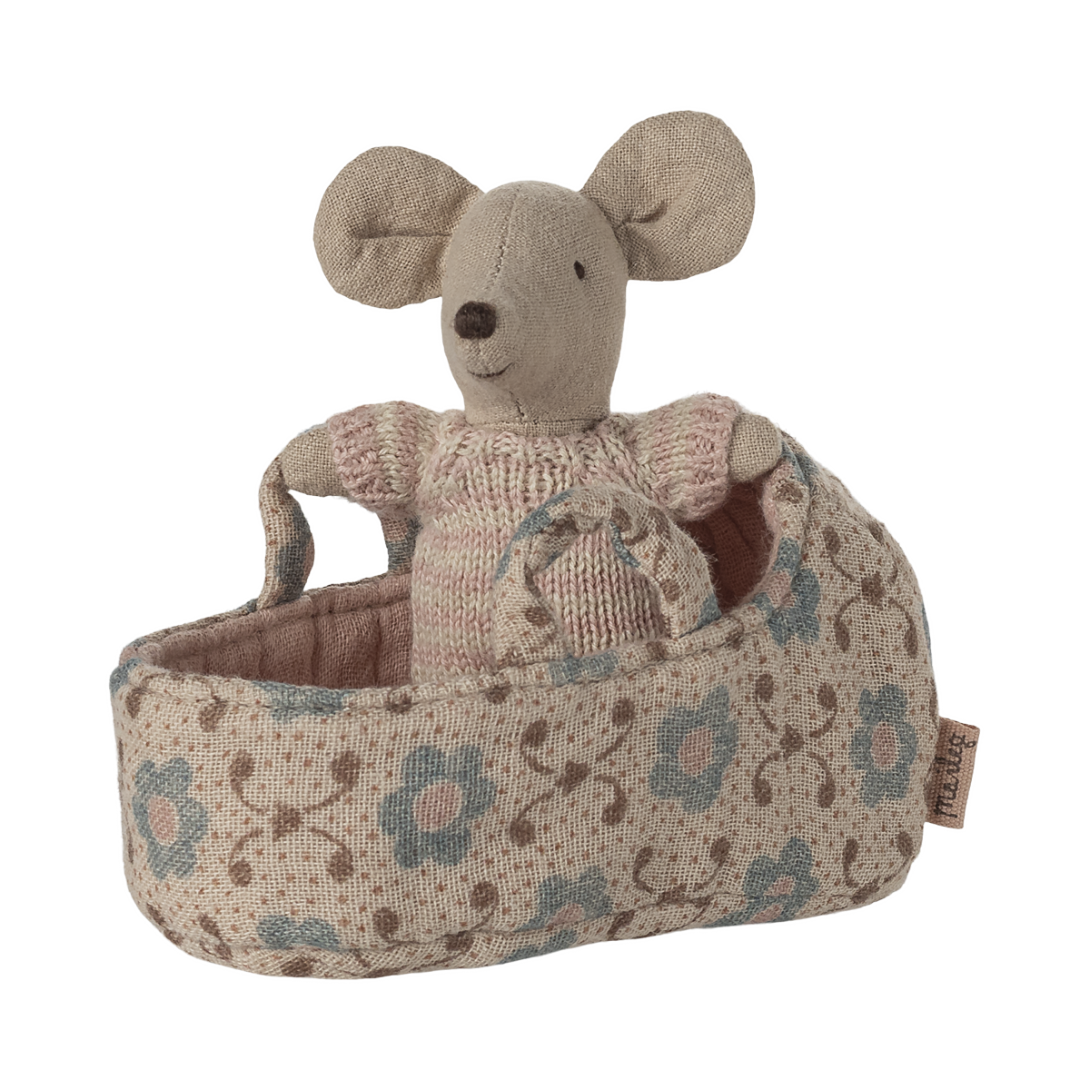 Baby Mouse in Carry Cot - Rose