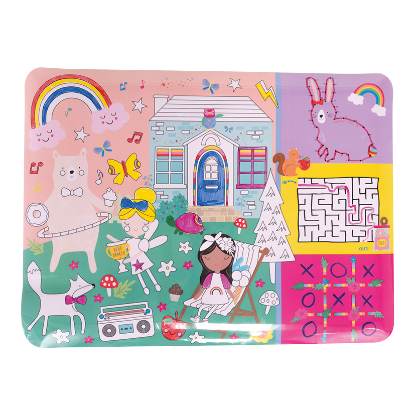 Colouring Fun & Games Mat - Rainbow Fairy