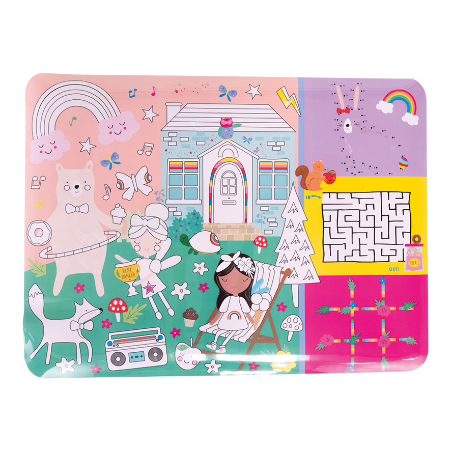 Colouring Fun & Games Mat - Rainbow Fairy
