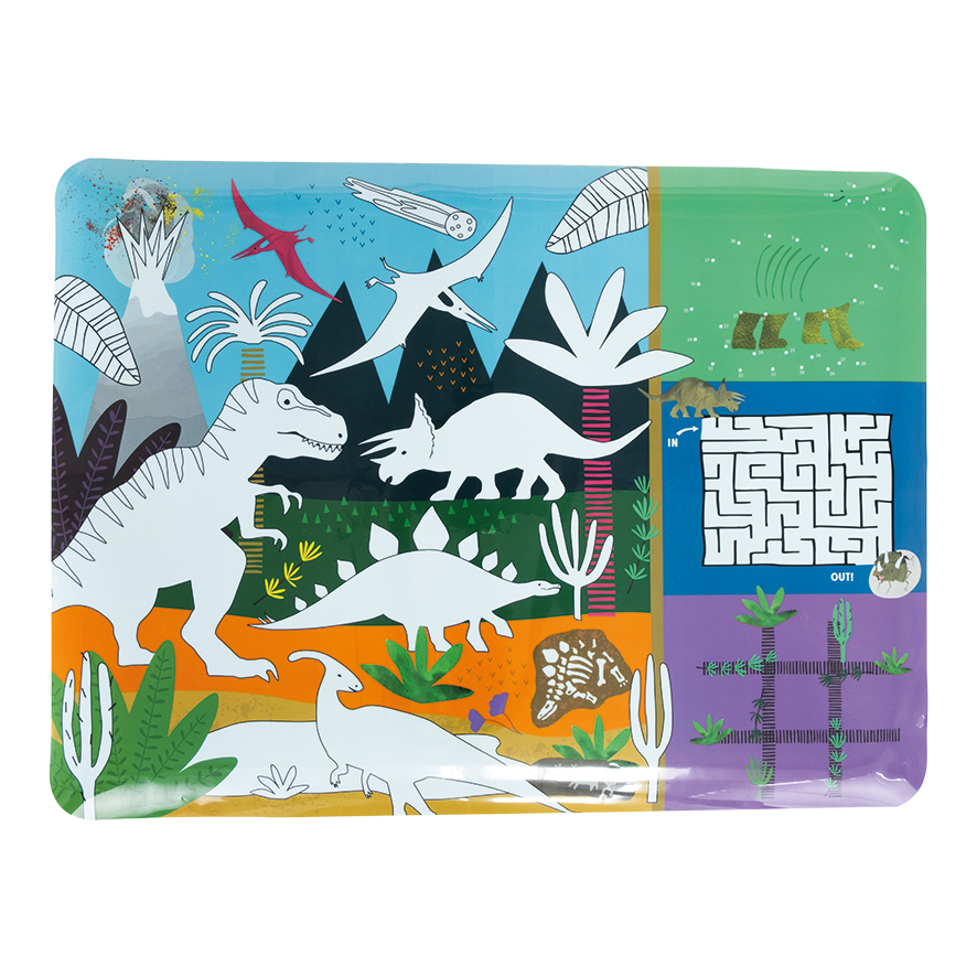 Colouring Fun & Games Mat - Dinosaur