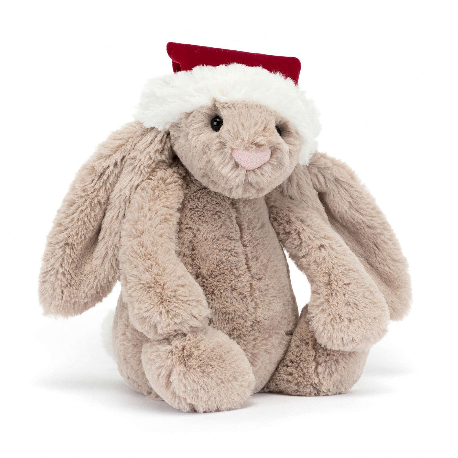 jellycat bashful beige bunny with a red christmas hat