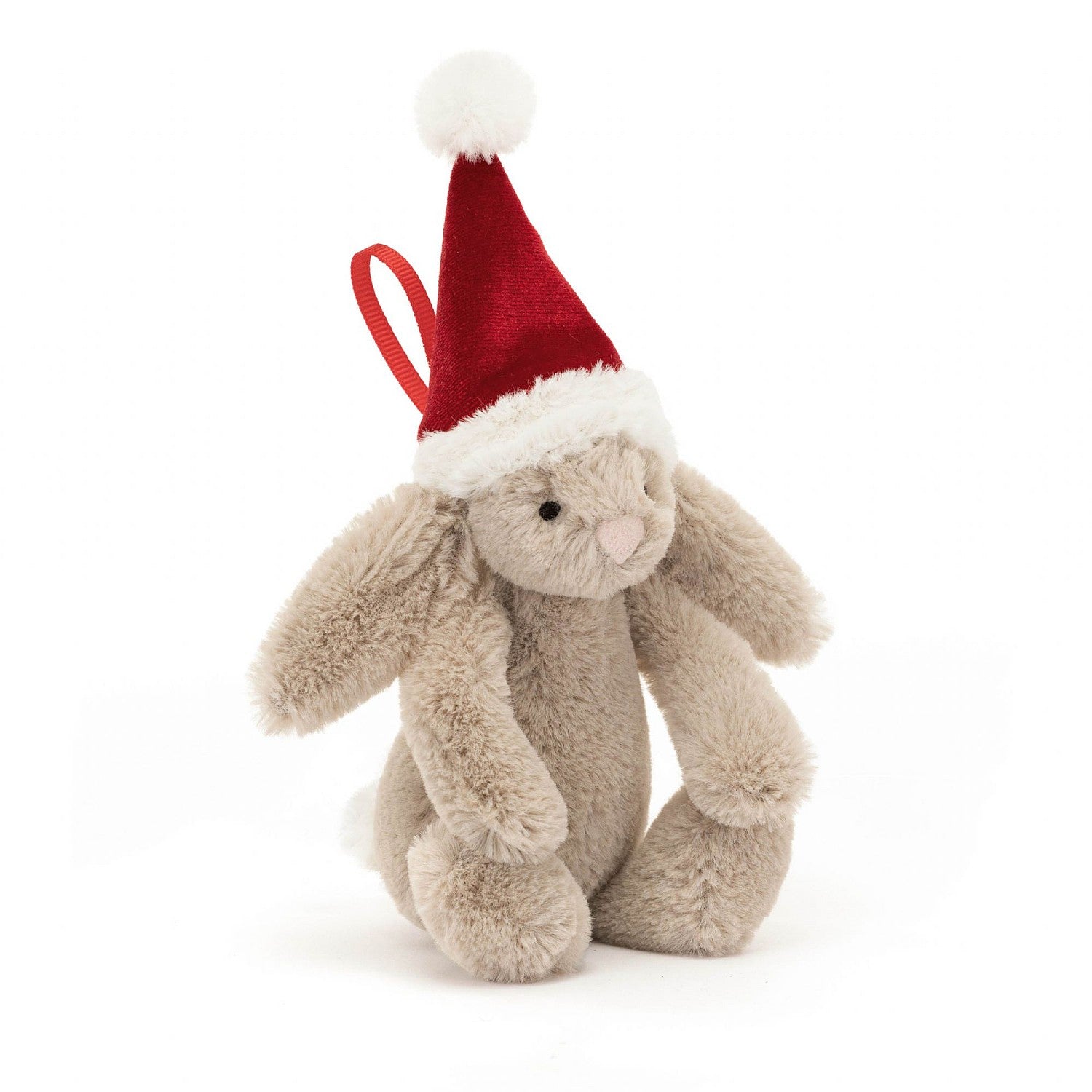 Bashful Christmas beige Bunny Decoration with a a red christmas hat