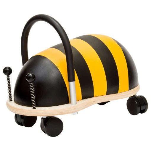 wheely bug bee, plywood base and striped vinyl yellow and black body