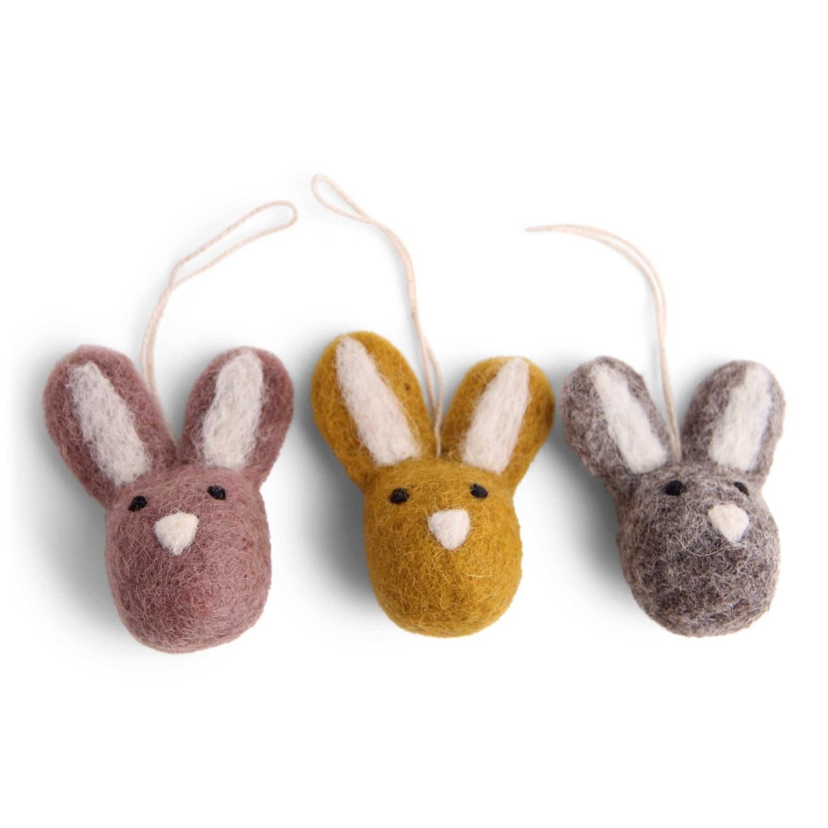En Gry & Sif Felt Mini Bunny Faces - Burnt Colours - Set of 3 - I Want That Present