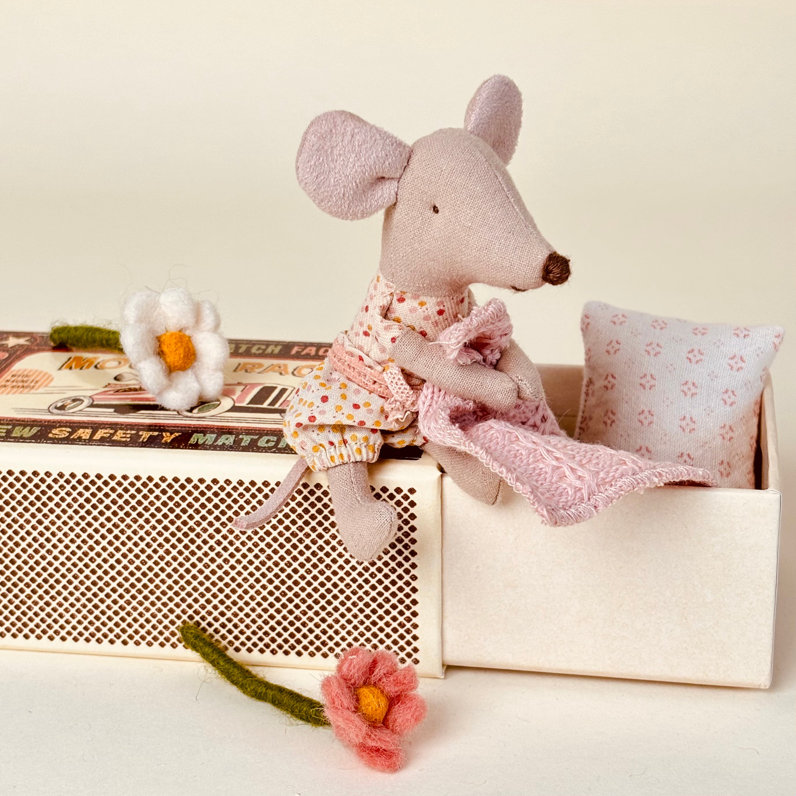 Maileg Little Sister Mouse in a Matchbox