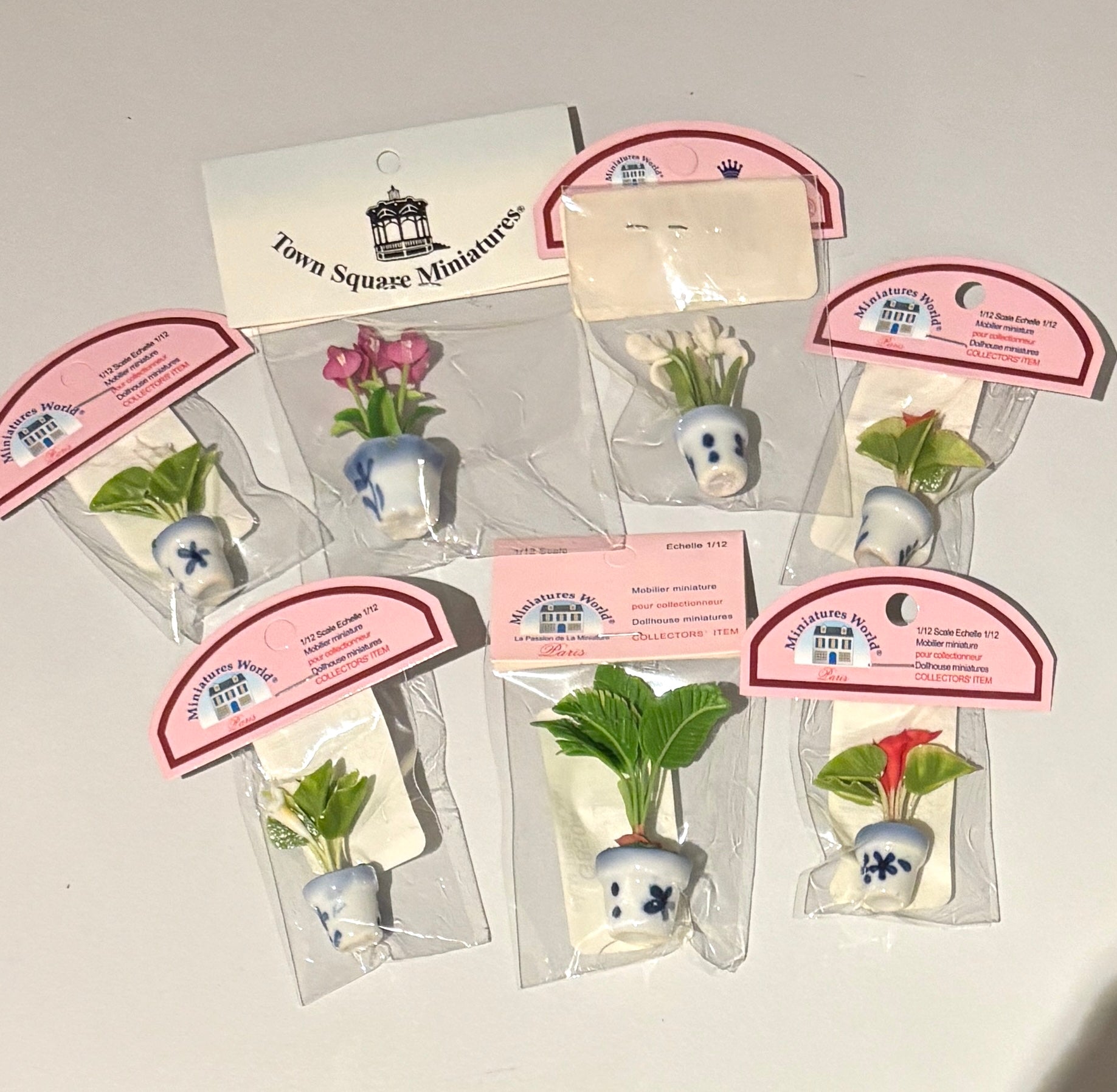 Miniature 7 Assorted Flowers in Ceramic pots