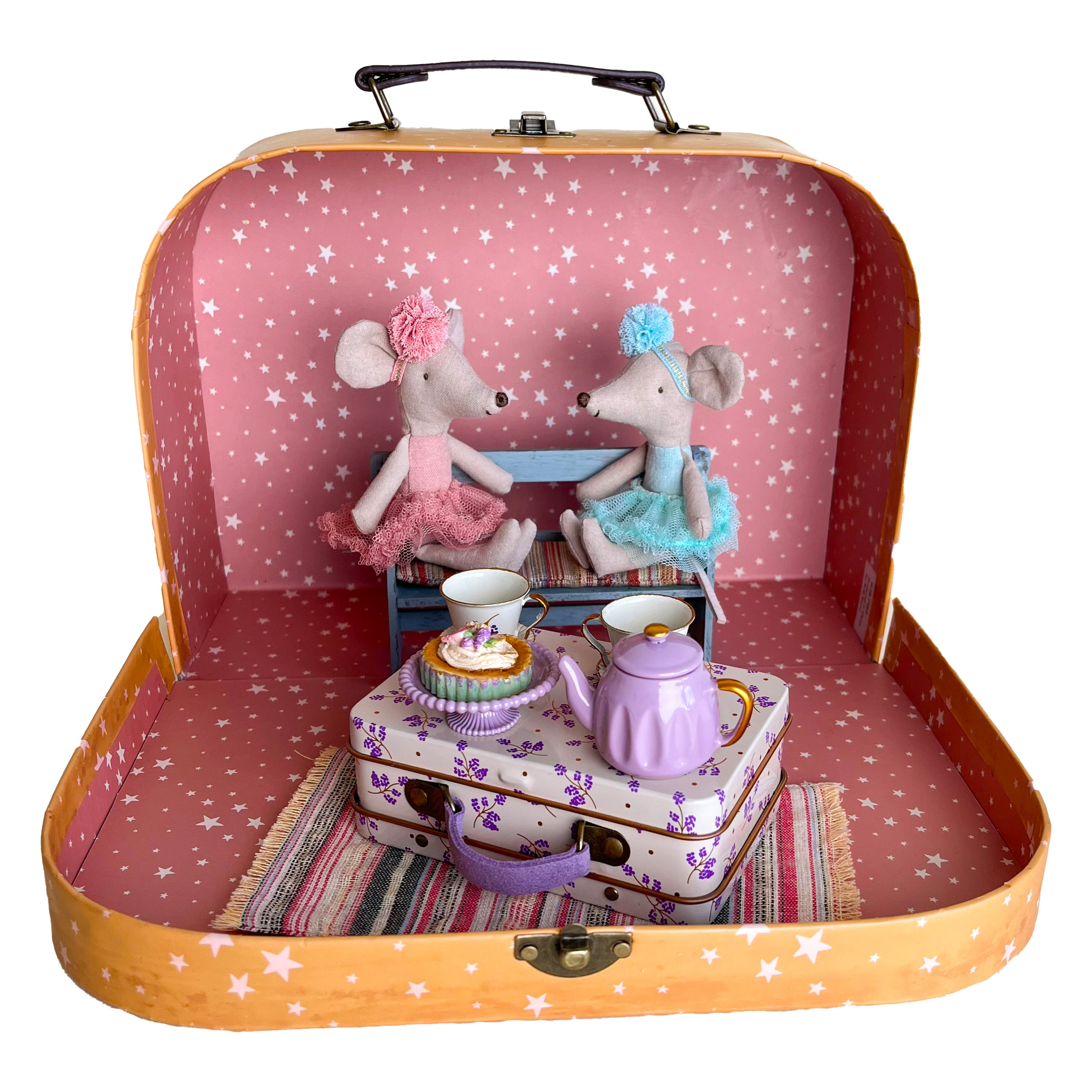 Maileg 2 Ballerina Mice & Tea Suitcase Bundle
