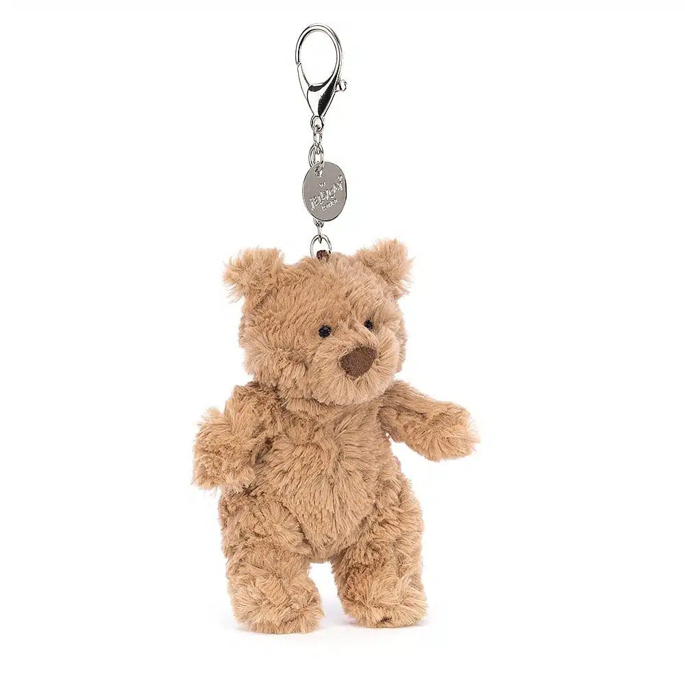 jellycat fluffy brown bear on a keyfob