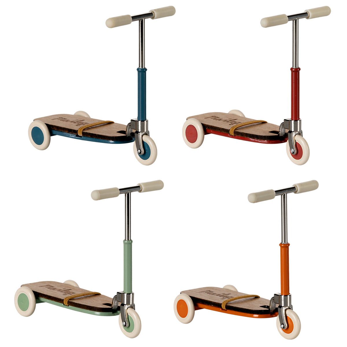 3 wheel kickboards in 4 colours - 
red, mint, blue and orange