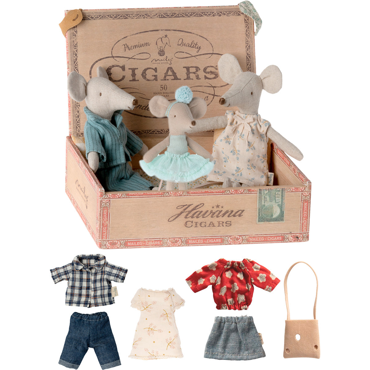 Maileg Mum, Dad in a Cigar Box - Bundle