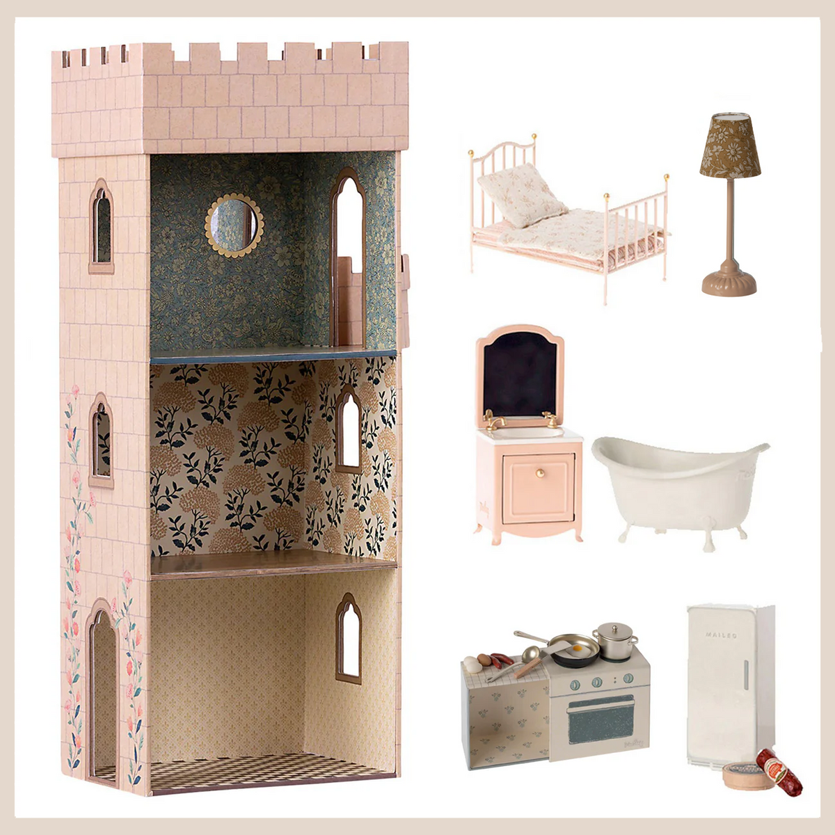 Maileg Castle with Mirror Furniture Bundle
