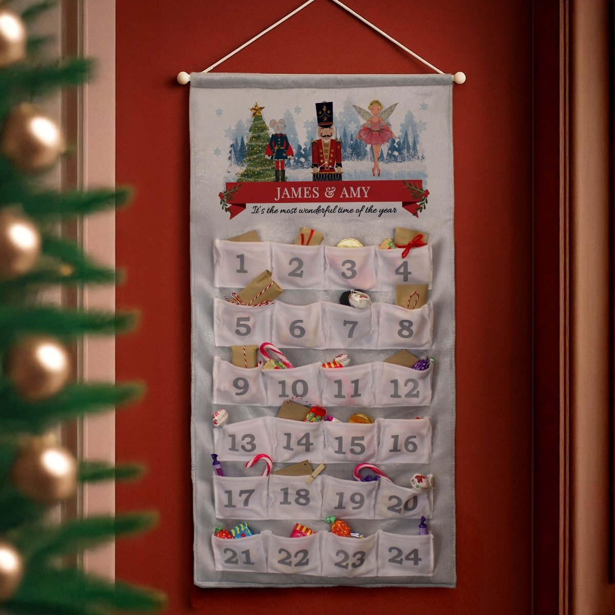 Personalised Nutcracker Advent Calendar In Silver Grey - I Want That Present
