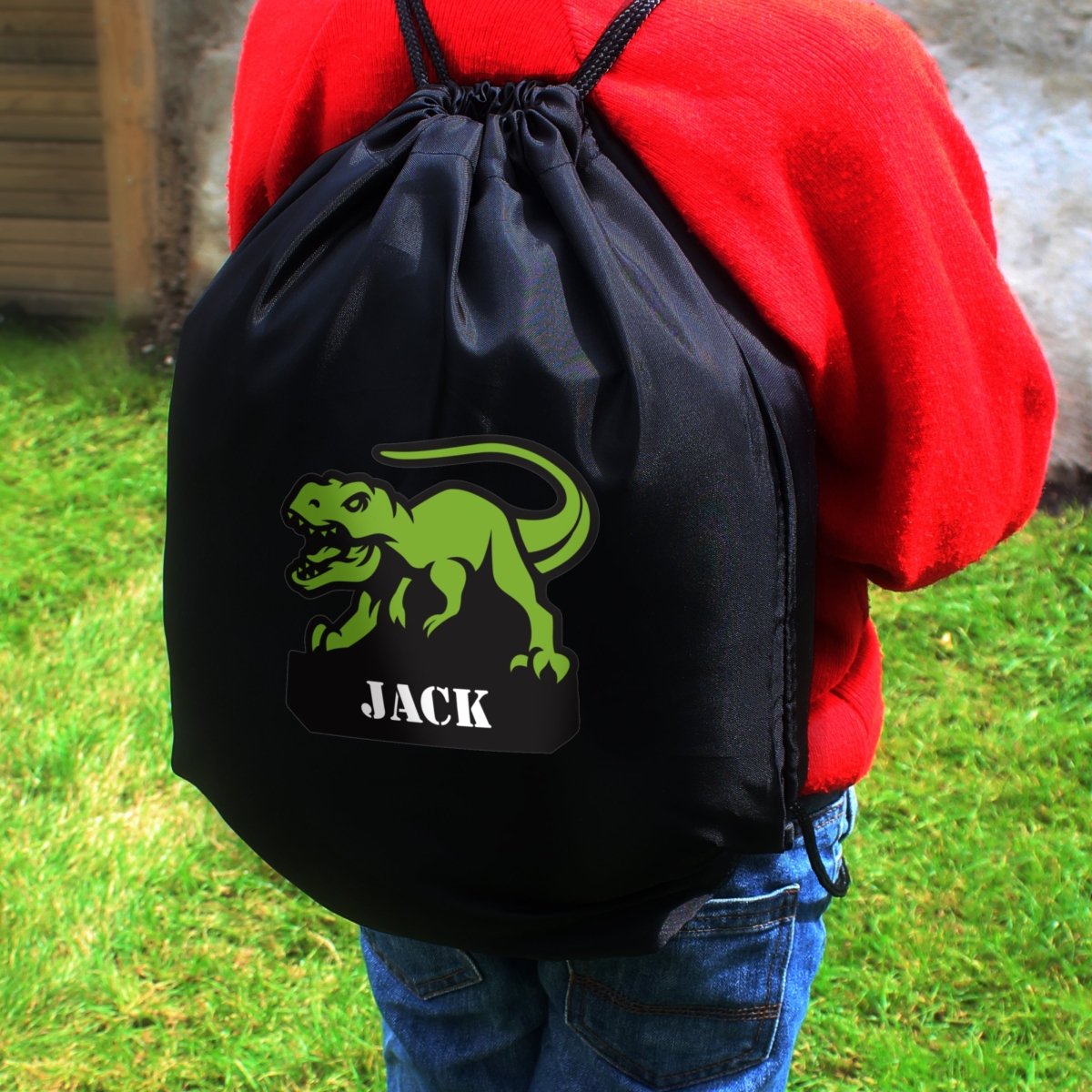 Personalised Dinosaur Black Kit Bag - I Want That Present