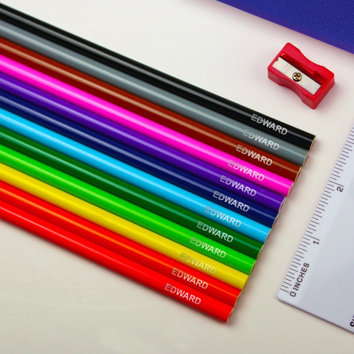 Personalised Blue Dinosaur Pencil Case with Personalised Pencils - I Want That Present