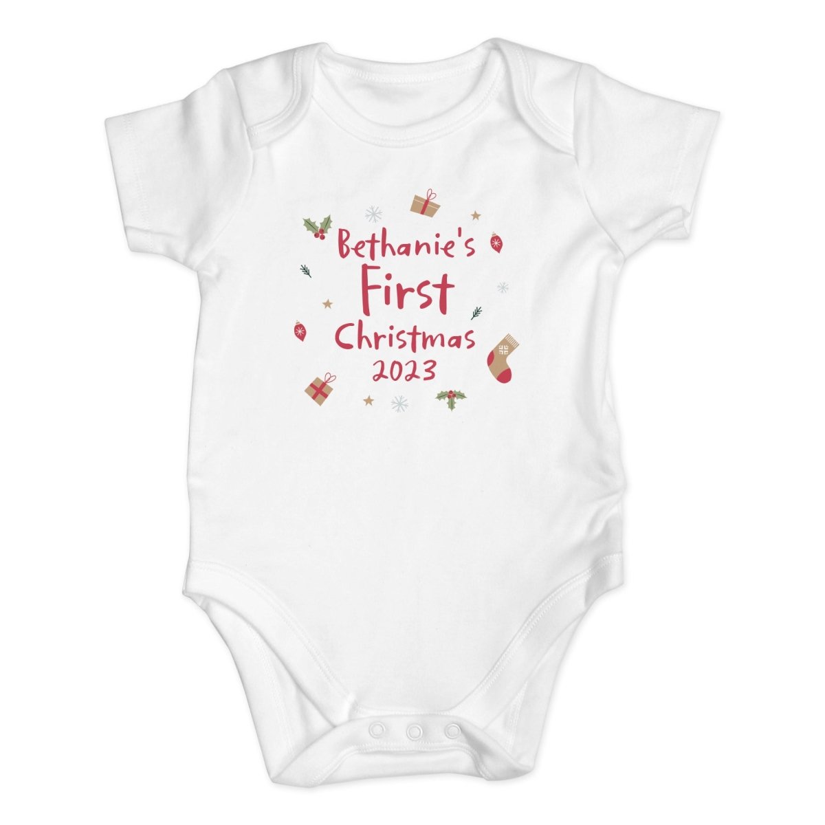 Personalised First Christmas Baby Vest (0 - 3 months) - I Want That Present