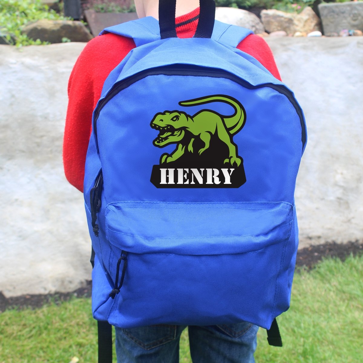 Personalised Dinosaur Blue Backpack - I Want That Present